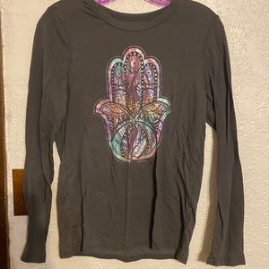 Dark grey shirt with a metallic design